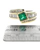 Emerald & Diamond Bypass Ring in Gold
